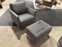 Erpo - Garnitur Modena 220 Stoff Prairie 2022.78 Grau Füße Chrom 2 Sofas 1 Sessel 1 Hocker - 2