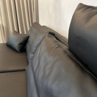 FSM - Sofa Clarus Leder Schwarz Füße Schwarz Inklusive Fußstützen Und Kopfstützen - 4