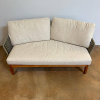 Tribù - Outdoor Sofa Mood Sitzkissen Stoff Natural Beige Gestell Teakholz Rückenlehne Geflecht Moss Grün Grau - 7