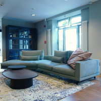 Molteni & C - Wohnlandschaft Octave Bezug Stoff Wing WG243 Grau Grün Gestell Metall Zinnfarbig Lackiert Inklusive Kissen - 4