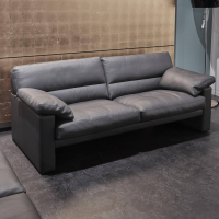 Erpo - Garnitur Einzelsofa GA210 Mit Sessel GA200 Bezug Leder 43.059 Grau Inklusive Kopfstütze - 5