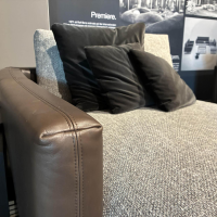 Rolf Benz - Ecksofa 60 Sina Stoff 26.387 Schwarzgrau Grau Korpus Leder 42.102 Graubraun Braun Inkl. Integriertem Couchtisch Eiche Schwarz Gebeizt - 2
