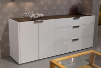 Hülsta - Kommode Fena Lack Pure White Weiß Mit Wandboard Glas Und Beleuchtung - 4