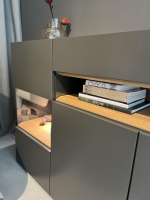 Hülsta - Sideboard Neo Natur Eiche Lack Grau Drei Schubladen Zwei Drehtüren - 3