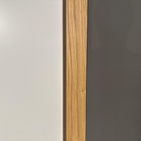 Hülsta - Schlafzimmer Dream Lack Reinweiss Akzent Natureiche Kunstleder Struktur Taupe Grau Griffe Chrom Glänzend - 2
