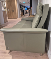 Stressless - Sofa Aurora Hoch Leder Paloma Shadow Green Grün Füße Edelstahl Poliert Rund - 6