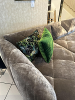 Bretz - Ecksofa Teratai H106li Bezug Stoff 65 9681 Hochflor Velours Feather Grey Grau Gleiter Schwarz - 10