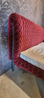 Ligne Roset - Bett Ruché Stoff Harald-3 Aubergine 582 Rot ohne Matratzen ohne Lattenrost - 7