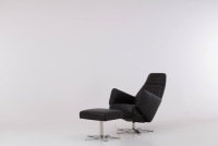 Werther - Sessel Max Leder L7360B Schwarz Fußkreuz Edelstahl Poliert Inklusive Hocker - 5