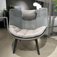 DEDON - Outdoor Hochlehnsessel Mbrace Alu Dedon Geflecht Pepper Schwarz Weiß Gestell Aluminium Lipari Schwarz Mit Kissen - 3