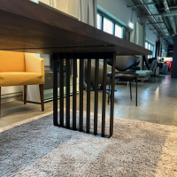 ASCO - Esstisch Lamello Nussbaum Rustikal Dunkel Geölt Fuß Wangen Schwarz Pulverbeschichtet - 8