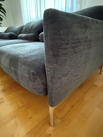 COR - Ecksofa Avalanche Stoff 8145 Dunkelgrau mit 3 Lendenrollen und einem Hocker - 9