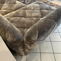 Bretz - Ecksofa Teratai H106li Bezug Stoff 65 9681 Hochflor Velours Feather Grey Grau Gleiter Schwarz - 2
