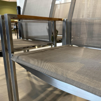 Barlow Tyrie - 6er Set Stapelstuhl Mercury Bespannung Sling Titanium Grau Gestell Edelstahl Mit Teakholz Armen - 3