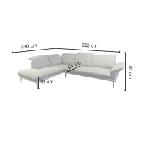 W. Schillig - Ecksofa Sherry Stoff W60 21 Silver Grau Fuß Metall FP6 M95 Anthrazit Mit Kopfstützenverstellung - 2