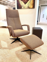 Contur - TV Sessel Senza SZ 032 Stoff Reno Melangegarn Cognac Anthrazit Braun Gestell Schwarz Inklusive Hocker - 3