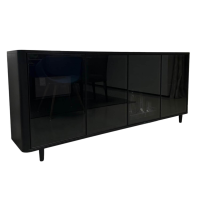 Bielefelder Werkstätten - Sideboard Allure Eiche Tiefschwarz Lackiert Innen Flaschengrün Türen Aluminium Glas - 16