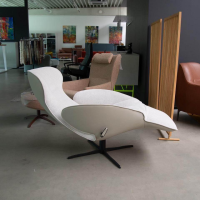 Jori - Relaxsessel Daydreamer Innen Stoff Galetti 003 Grau Außen Leder Lipano Ovo Grau 4 Sternfuß Schwarz - 7