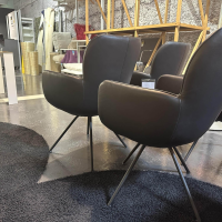 Gealux - 6er-Set Vierfußstuhl Leder Polo 1045 Schwarz Gestell Schwarz Drehbar Inklusive Filzgleiter - 6