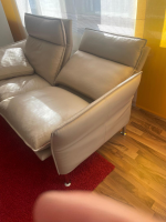 Erpo - Sofa Porto Leder Pearl 42 Beige Weiß Füße 81 Hochglanz Inklusive Kissen - 2