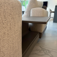 Minotti - Polstergruppe Connery Stoff Fisher 10 Ghiaccio Grau Ablage Leder Aspen Ardesia Grau Mit Kissen - 4