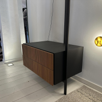 Novamobili - Garderobe Easy Metallrahmen Schwarz Brüniert Schubkasten Nussbaum Canaletto Mit Spiegel - 6