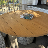 DEDON - Essgruppe Fllair Geflecht Sahara 231 Platte Teak 205 Kissenauflage Nube 638 Alto - 7