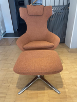Leolux - Sessel Caruzzo 662 100 Stoff Monza 27 Rost Braun Rot Gestell Pure Aluminium Poliert Inklusive Hocker - 2