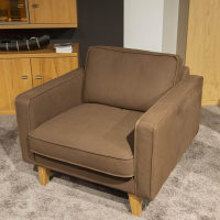 DFM - Upholstered suite Elian set of 3 leather W11 color chocolate feet oak oiled - 4