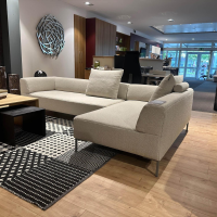 freistil Rolf Benz - Ecksofa 185 Stoff 2071 Hellelfenbein Beige Fuß Stahl Winkelfuß RAL 7037 Staubgrau Grau Mit Kissen - 5