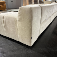 Eigene Herstellung - MARKE DESIGNWERK ANLEGEN / Ecksofa Temple Stoff Earth Ivory Weiß Metallfuß Schwarz Matt B - 2