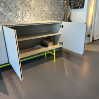 Kettnaker - Sideboard Soma Beton Optik Grau Gestell Rundrohr Leuchtgelb Gelb Grün - 11