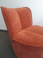 COR - Sessel Nenou Stoff 8165 80 Chenille Lachs Rot Braun Auf Gleitern Inklusive Hocker - 2