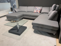 Musterring - Ecksofa MR 365 Stoff 2 Twice Grau Füße Verchromt mit Kopfstütze - 11