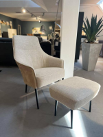 Jori - Relaxsessel Fuga Innen Stoff Boccioni 15 603 H C0200 Beige Außen Nubukleder Creme Beige Gestell Schwarz Lackiert Mit Hocker - 4