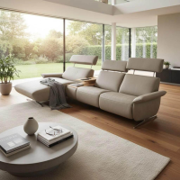 himolla - Ecksofa 4254 Leder Leonessa Fjord Grau Füße Metall Schwarz Inkl. Elektr. Kopfteilverstellung, Rücken und Fußteilverstellung - 6