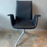 Walter Knoll - Schalensessel FK 6726 3GS Leder Safari 1203 Raven Schwarz Kreuzfuß Drehbar Metall Poliert - 3