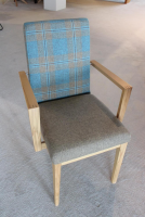 Schösswender - Eckbankgruppe Stoff Happ Uni Beige Karo Türkis Kernbuche Natur Tisch 2 Stühle Eckbank - 7