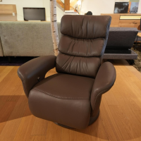 himolla - Fernsehsessel Easyswing Bezug Leder 24 Longlife Schlamm Braun Fuß Teller Bezogen - 4