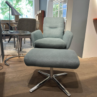 COR - Drehsessel Cordia 15122 Stoff 8310 Aquablau Gestell Aluminium Poliert Inklusive Hocker - 4