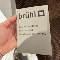 Brühl - Armchair Floret 1 Fabric 4495 22 Brown Feet flat steel gold-colored - 2