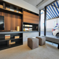 Molteni & C - Wohnwand 505 Lack Matt Mokka Braun Furnier Eukalyptus Mit Herausnehmbarer Rückwand Für Kabel und mit Beleuchtung - 2
