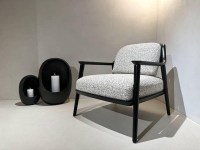 Bielefelder Werkstätten - Sessel Gatsby Stoff 12 Cooper Grau Gestell Esche Massiv Schwarz Gebeizt Inkl. Rückenkissen - 2