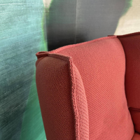 Ligne Roset - Sessel Toa Stoff Coda Saumon 632 Rosa Orange Füße Esche Schwarz Gebeizt - 7