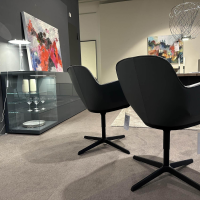 Walter Knoll - 2er Set Stühle Sheru Leder Congress 1441 Basalt Grau Außen Schwarz Gestell Matt Schwarz Pulverbeschichtet - 7