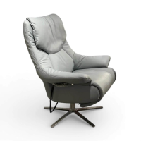 himolla - Sessel Himolla 7633 Malu Leder Longlife Rustika Sky Hellgrau Sternfuß Metall Edelstahl - 8