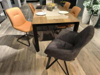 Nobilia - Essgruppe 434017 Sessel Stoff 746 Storm Grey Grau Stuhl Stoff 749 Cognac Braun Tisch Eiche Havanna Nachbildung Füße Schwarz - 5