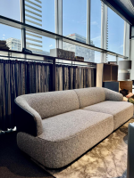 Rubelli Casa - Sofa 260 Lago Stoff Grau Rücken Leder Schwarz Füße Schwarz - 2