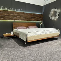 Team 7 - Bett Riletto Nussbaum Naturöl Seiten Leder Kiesel Beige Mit 2 Laden - 5