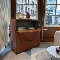 Ligne Roset - Sekretär Dita Lack Couleurs Cuivre Braun Orange Rahmen Metall Bronzeeloxiert Mit Kabeldurchlass - 6